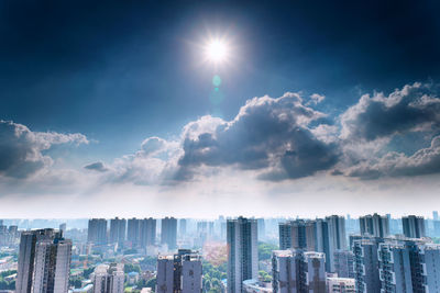 Panoramic view of modern buildings against sky