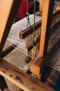 Artisanal weaving with natural dyed colors in oaxaca, mexico