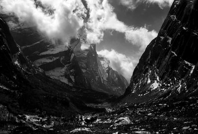 Panoramic view of mountains against sky