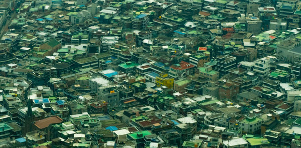 High angle view of buildings in city