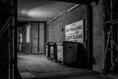 Garbage bins in corridor