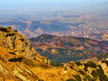 Aerial view of landscape and mountains