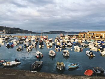 High angle view of boats in sea