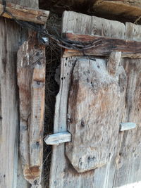 Close-up of old rusty metal door