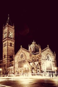 Illuminated building at night