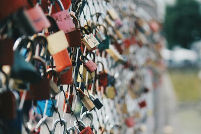 Close-up of padlocks