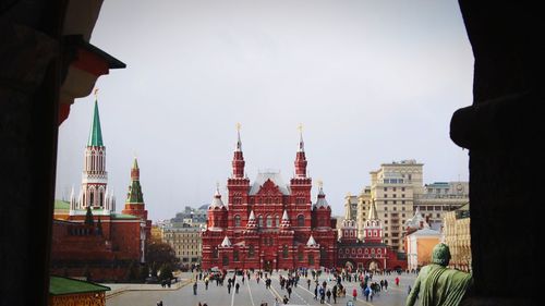 Panoramic view of cathedral in city against clear sky