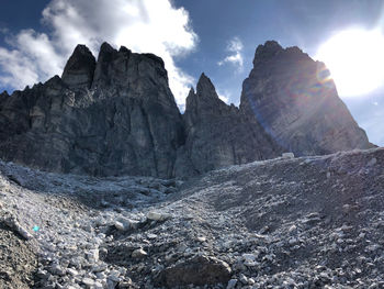 Panoramic view of rocky mountains against sky