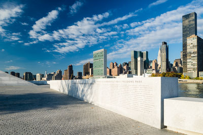 Modern buildings against blue sky