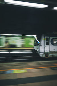 Blurred motion of train at night