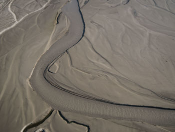 High angle view of snow covered land
