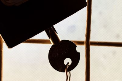 Close-up of padlocks on heart shape