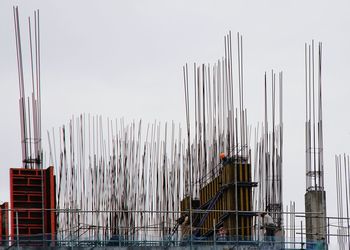 Panoramic view of construction site against clear sky