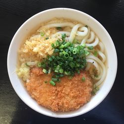 Directly above view of food in bowl