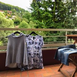 Clothes drying on table