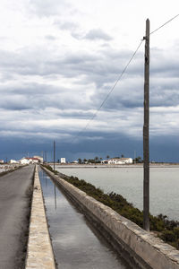 View of empty road against cloudy sky