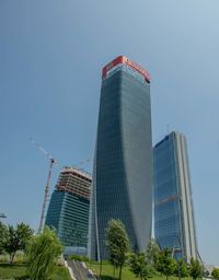 Low angle view of modern building against sky