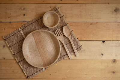 High angle view of bread on cutting board