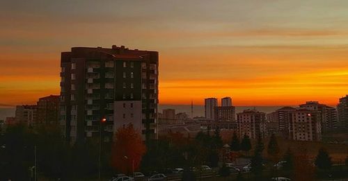 Sunset over city