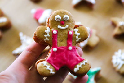 Close-up of hand holding cookies