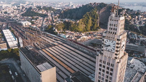 High angle view of buildings in city