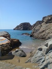 Scenic view of sea against clear sky