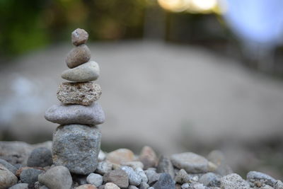 Close-up of stack of pebbles