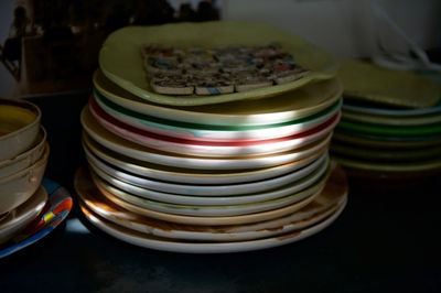 Close-up stack of plates