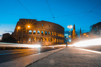 Light trails on street at night