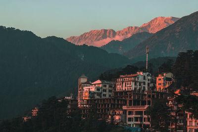 Buildings in town at night