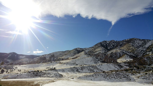 Scenic view of snow covered mountain