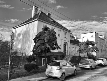 View of road along buildings