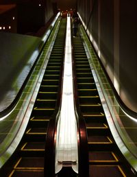 Staircase in illuminated subway