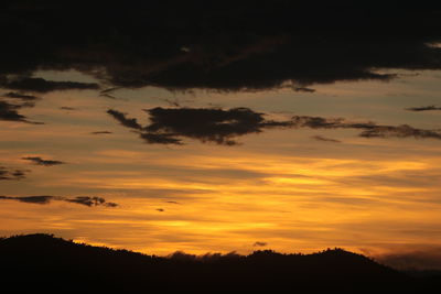 Low angle view of silhouette trees against sky during sunset