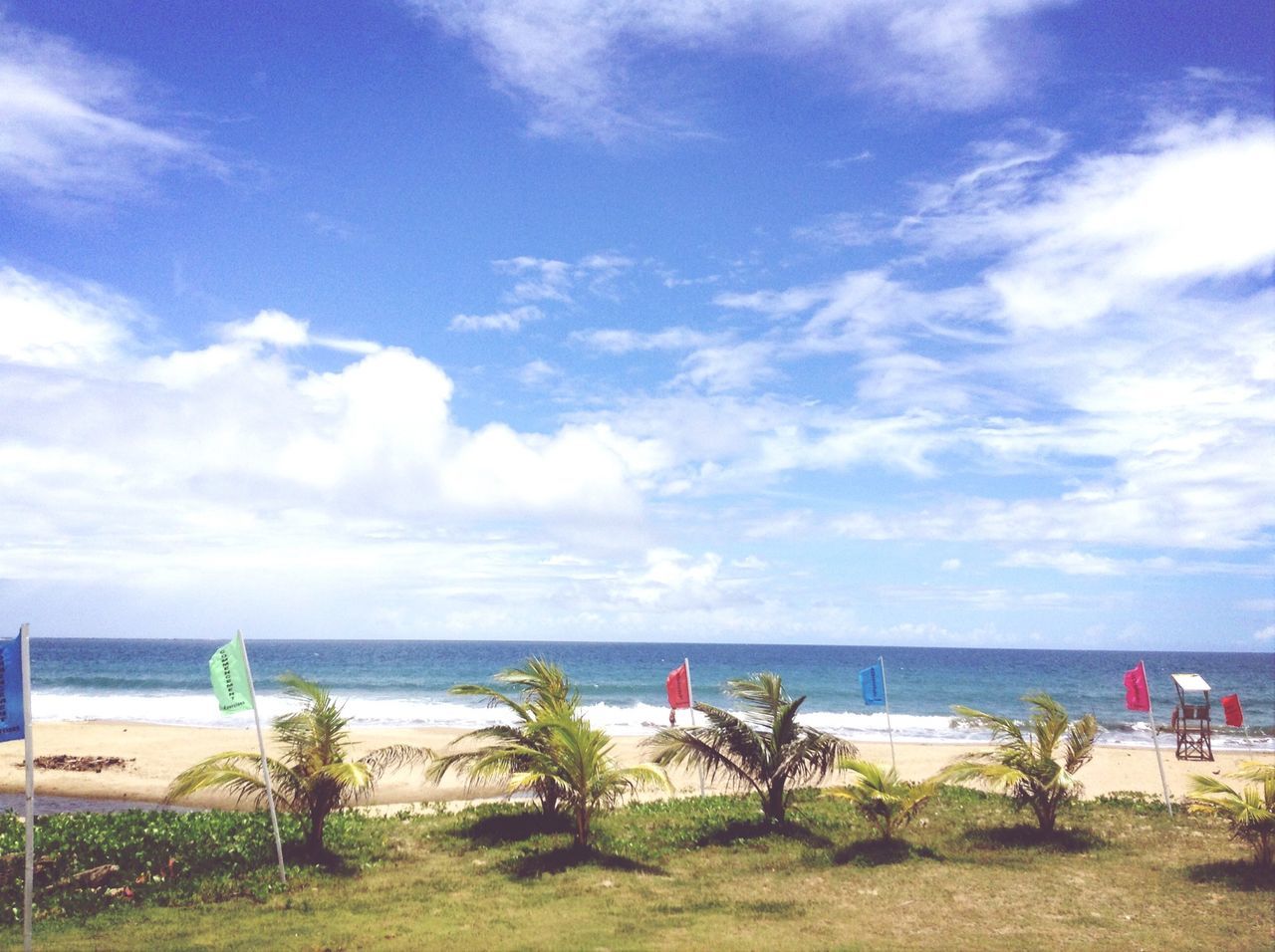 sea, horizon over water, beach, sky, water, shore, tranquil scene, scenics, cloud - sky, tranquility, sand, beauty in nature, nature, cloud, blue, cloudy, vacations, grass, idyllic, day