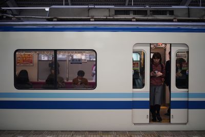 Train at railroad station platform