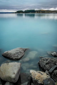 Scenic view of lake against sky