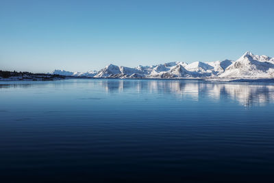 Reflection of mountain range in lake