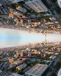 High angle view of buildings in city