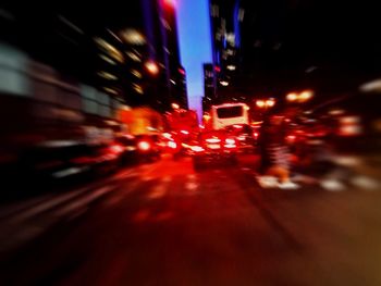 Blurred motion of illuminated city at night
