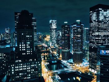 Illuminated city at night