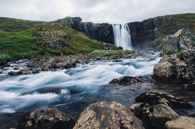 Scenic view of waterfall