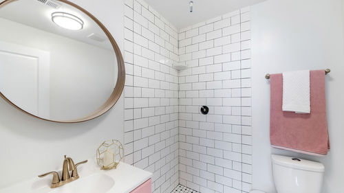 White wall in bathroom at home