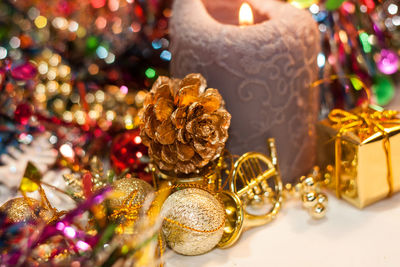 Close-up of christmas decorations