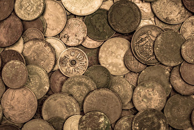 Full frame shot of old coins