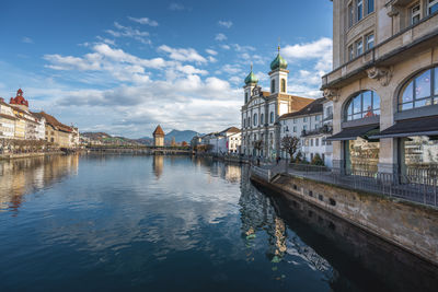 Reflection of buildings in water