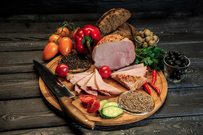 Vegetables and fruits on table