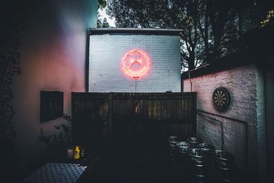 View of illuminated built structure