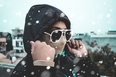 Close-up portrait of person in water