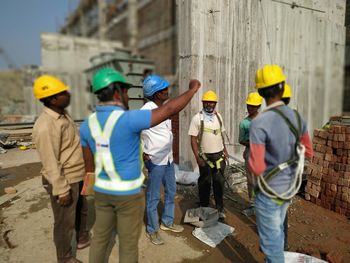 People working at construction site